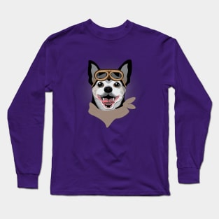 Post-Apocalyptic Chihuahua Dog Face with Goggles Long Sleeve T-Shirt